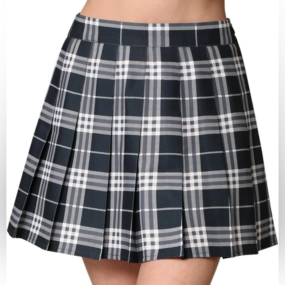 Mini Plaid School Uniform Pleated Skater Tennis Skirt with Lining Shorts